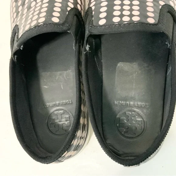 Tory Burch Women’s Pink And Black Polka Dot Leather Slip On Sneakers Size 7 - Picture 4 of 7